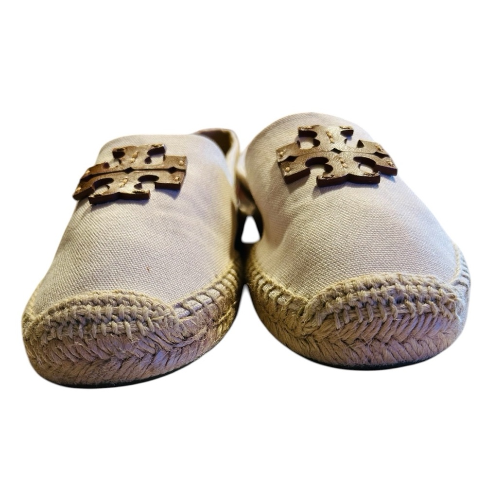 Tory Burch Everly Canvas Espadrilles Double T Logo Jute Sole Comfy Size 8 - Picture 2 of 7